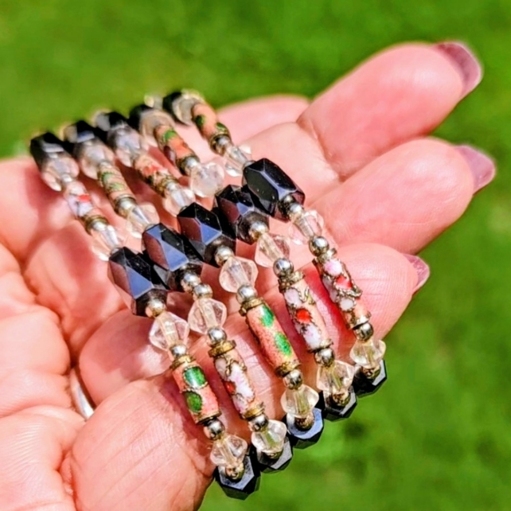 BUYER'S CHOICE Cloisonne and Hematite OR Pearl Magnetic Wrap Bracelet/ Necklace - Picture 4 of 4
